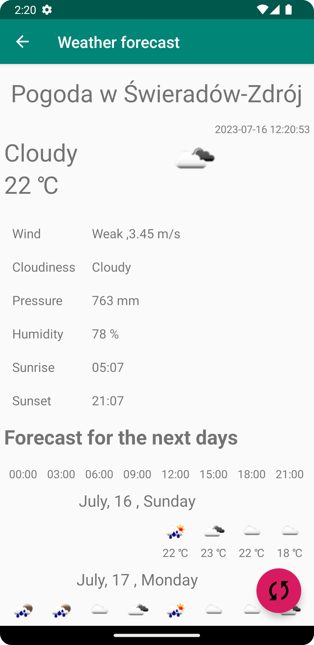 Mountain weather forecast