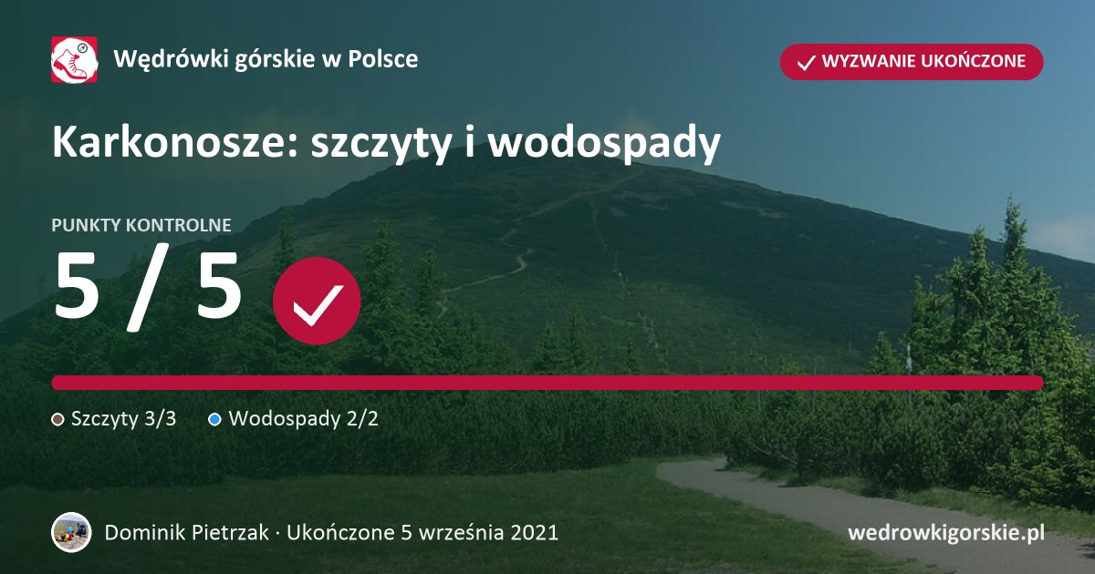 Dominik Pietrzak w wyzwaniu „Karkonosze: szczyty i wodospady”